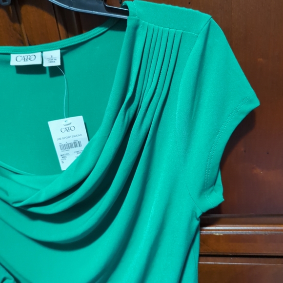 💚Cato Womens Sm Blouse Top Green Knit V Neck Pullover Short Sleeve New W/Tags - Picture 5 of 12